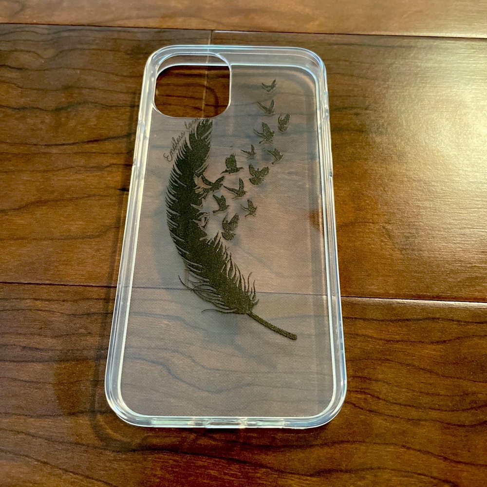 iPhone 12 12Pro Endless Love Clear Case Black Feather/Birds